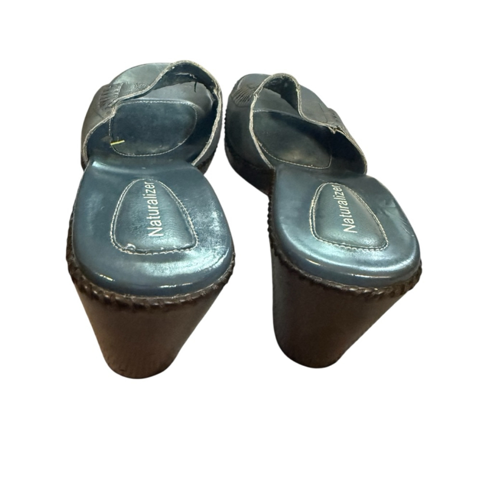 Naturalizer Open Toe Heel Blue Leather Sandals 10M - Picture 6 of 12